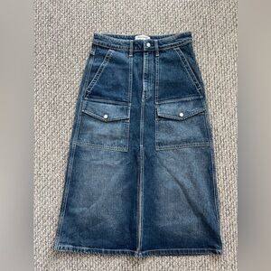 Reformation midi cargo denim skirt